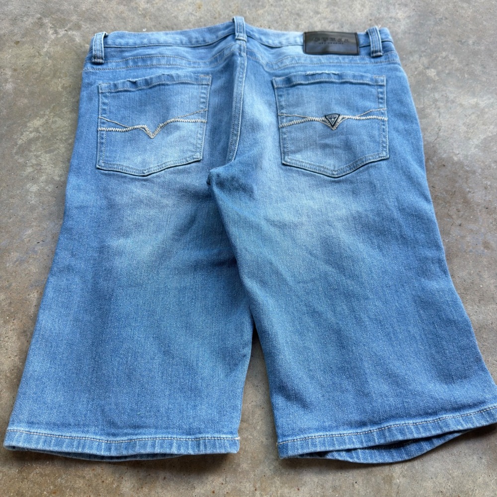 Vintage Y2K Guess Distressed Denim Jorts Light Wash Blue Size 34 (c2)